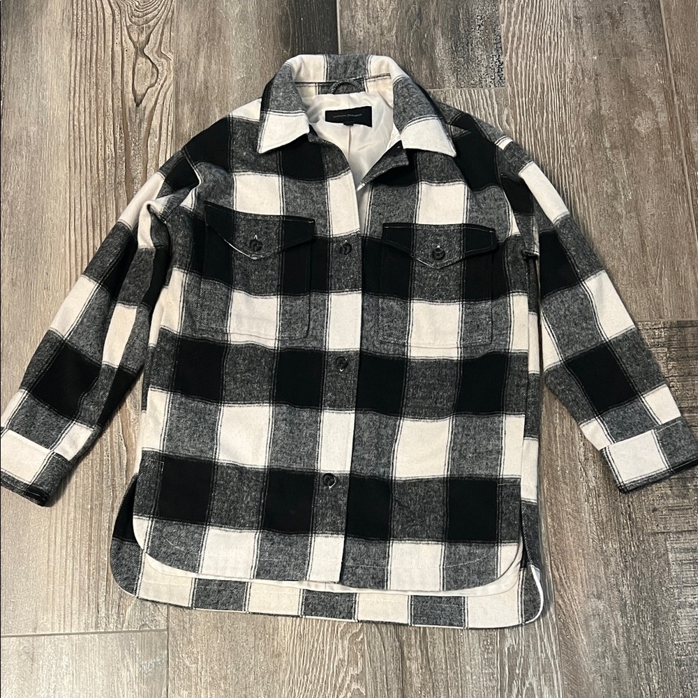 Banana Republic Black and White Plaid Shacket Size XS